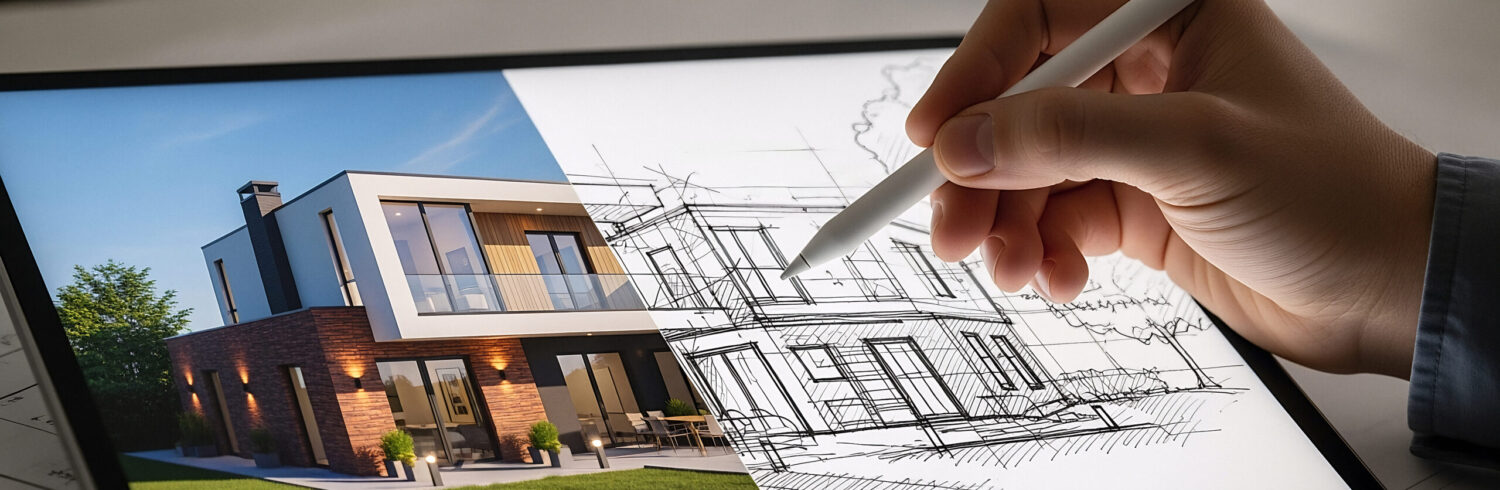 architectural-design-tablet-modern-house-plan