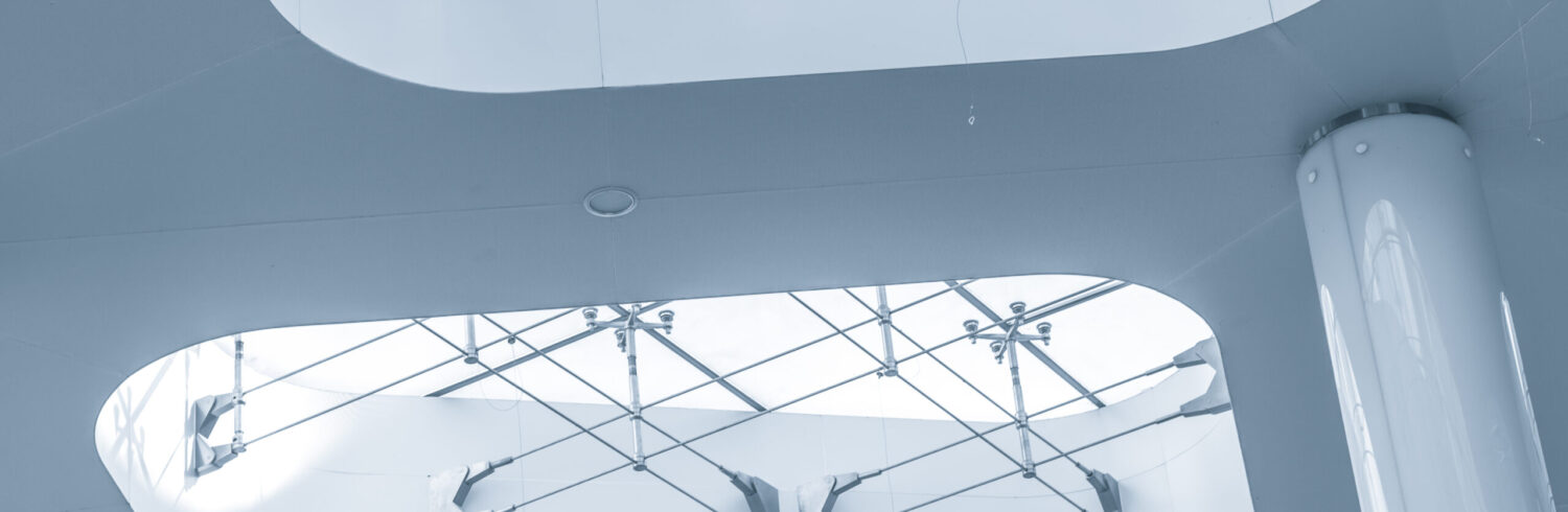 Metal details of an interior of modern office building